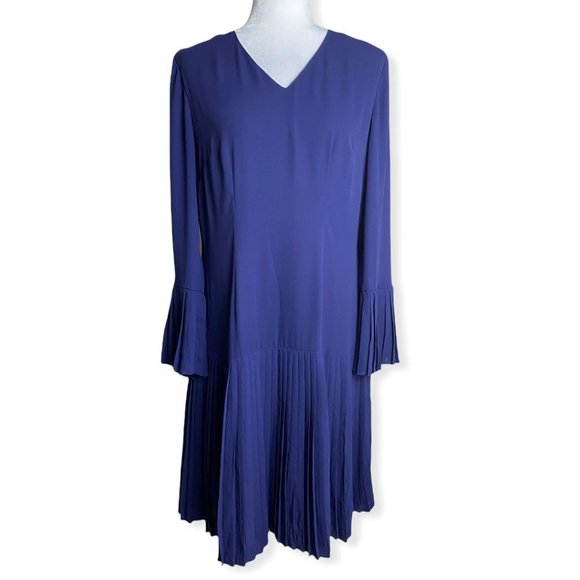 THE LIMITED Dress Sz 8 Astral Aura Purple Bell Sleeve Pleated NWT $99 - Picture 2 of 12